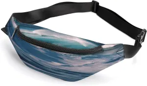 Personalized Waist Packs with Adjustable Strap,Ocean Waves CrossBody Fanny Pack Casual Bag for Travel Sports Running Hiking