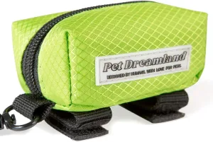 Pet Dreamland Dog Waste Bag Dispenser - Poop Bag Dispenser for Leash - Includes one Free Roll of Doggie Poop Bags - Zippered Pouch, Hook&Loop Straps and Carabiner Clip for Easy Carry (Green)