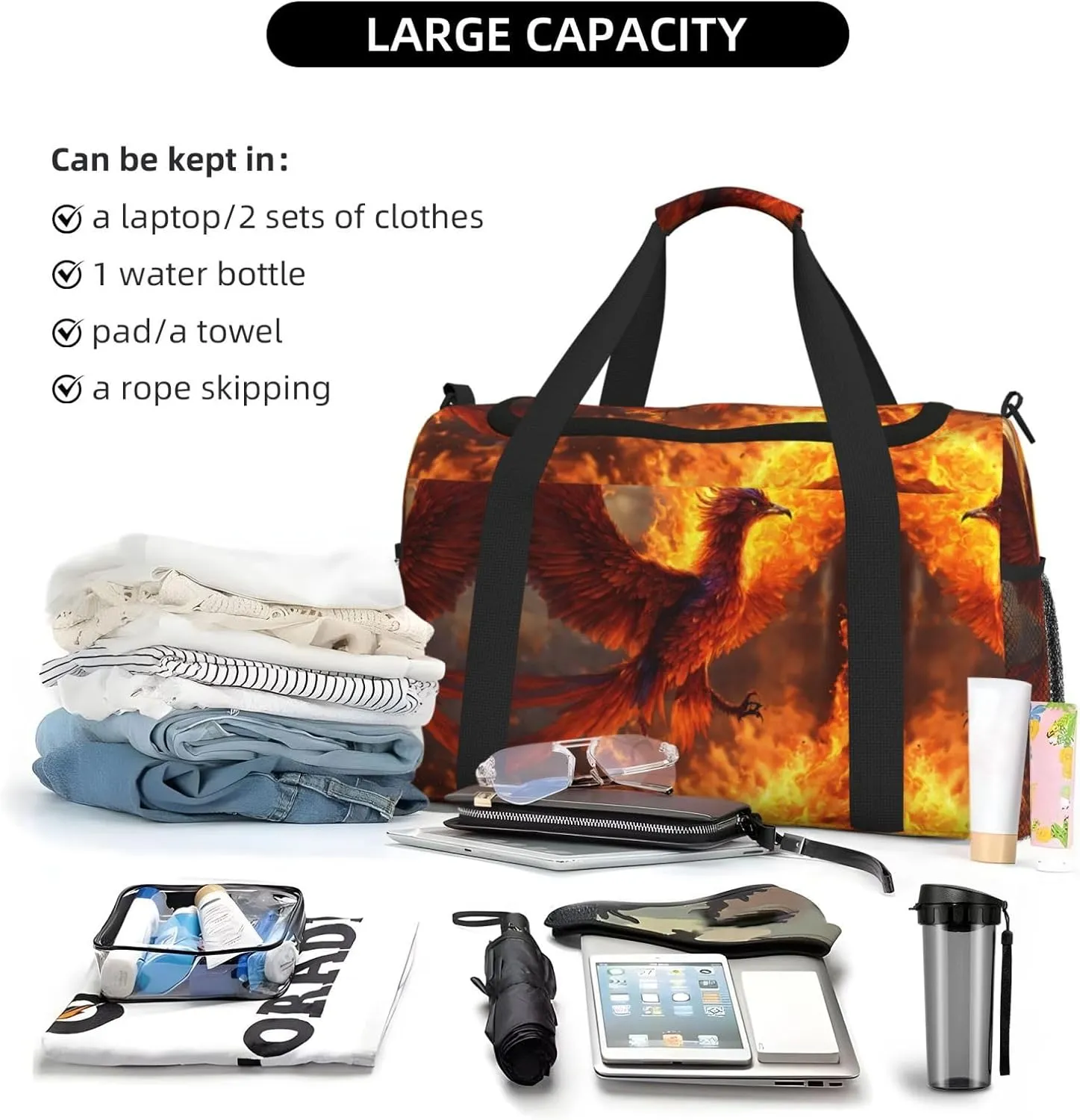 Phoenix Travel Bag, Weekender Bags For Women Men For Outdoor Adventures, Ideal For Camping And Hiking