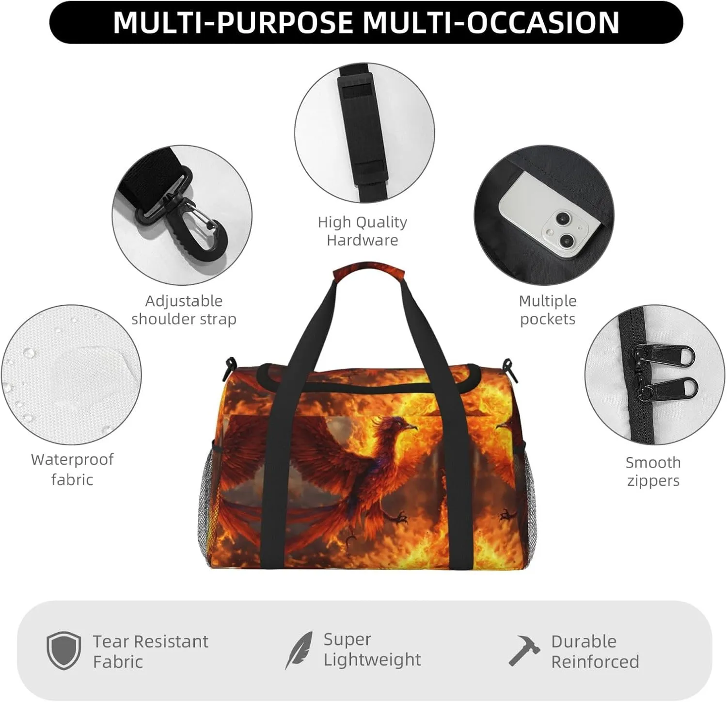 Phoenix Travel Bag, Weekender Bags For Women Men For Outdoor Adventures, Ideal For Camping And Hiking