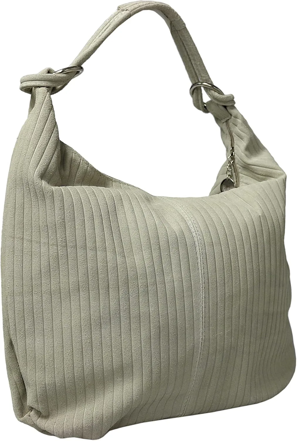 Pierre Cardin Beige Leather Large Hobo Relaxed Suede Shoulder Bag for womens