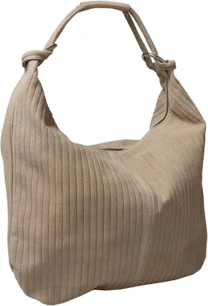 Pierre Cardin Beige Leather Large Hobo Relaxed Suede Shoulder Bag for womens