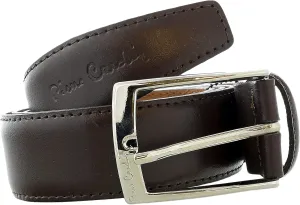 Pierre Cardin Dark Brown Classic Silver D-Ring Adjustable Belt Adjustable Mens Belt-32 for Mens