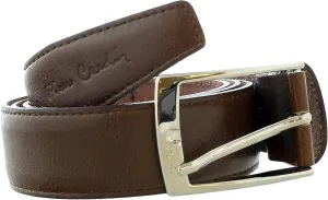 Pierre Cardin Dark Brown Classic Square Silver D-Ring Adjustable Belt Adjustable Mens Belt-38 for Mens
