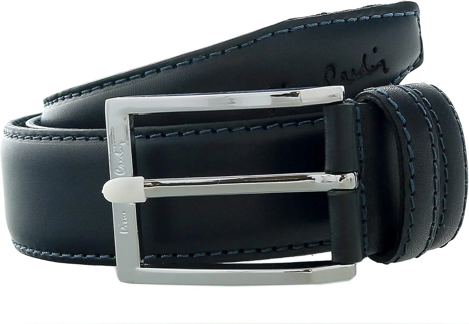 Pierre Cardin Navy Blue Smooth Classic D-Ring Adjustable Belt Adjustable Mens Belt-34 for Mens