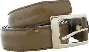 Pierre Cardin Shiny Taupe Classic Silver D-Ring Adjustable Belt Adjustable Mens Belt-34 for Mens