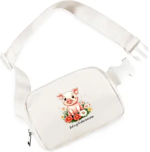 Pig Mini Belt Bag for Teens Girls Kids for Workout Running Traveling Hiking, Pig Lovers Gift Items Things Decor Merch, Fanny Pack, Waist Packs, Crossbody Bags with Adjustable Strap!