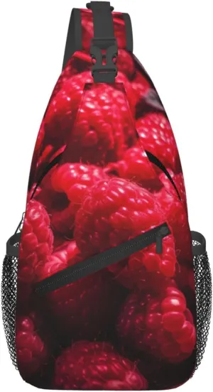 Pile of Raspberries Sling Backpack for Women Men Cross Chest Bag Diagonally Crossbody Shoulder Bag Travel