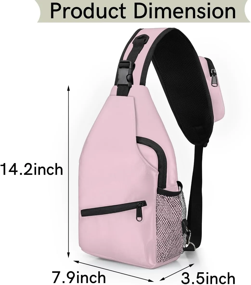 Pink Crossbody Shoulder Bag Sling Backpack Lightweight Crossbody Bag Motorcycle Chest Bag for Women Men