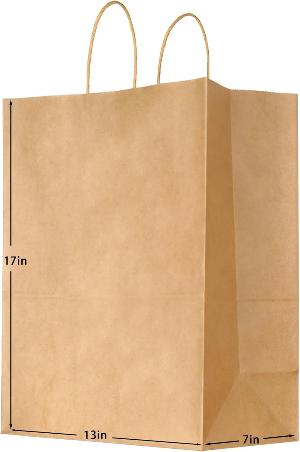 PINWATT 20Pcs 17 x 13 x 7 Inch Extra Large Kraft Paper Bags, Brown Gift Bags Bulk with Handles, Retail Bag for Business, Shopping, Merchandise, Birthday Wedding Party Favor Bag