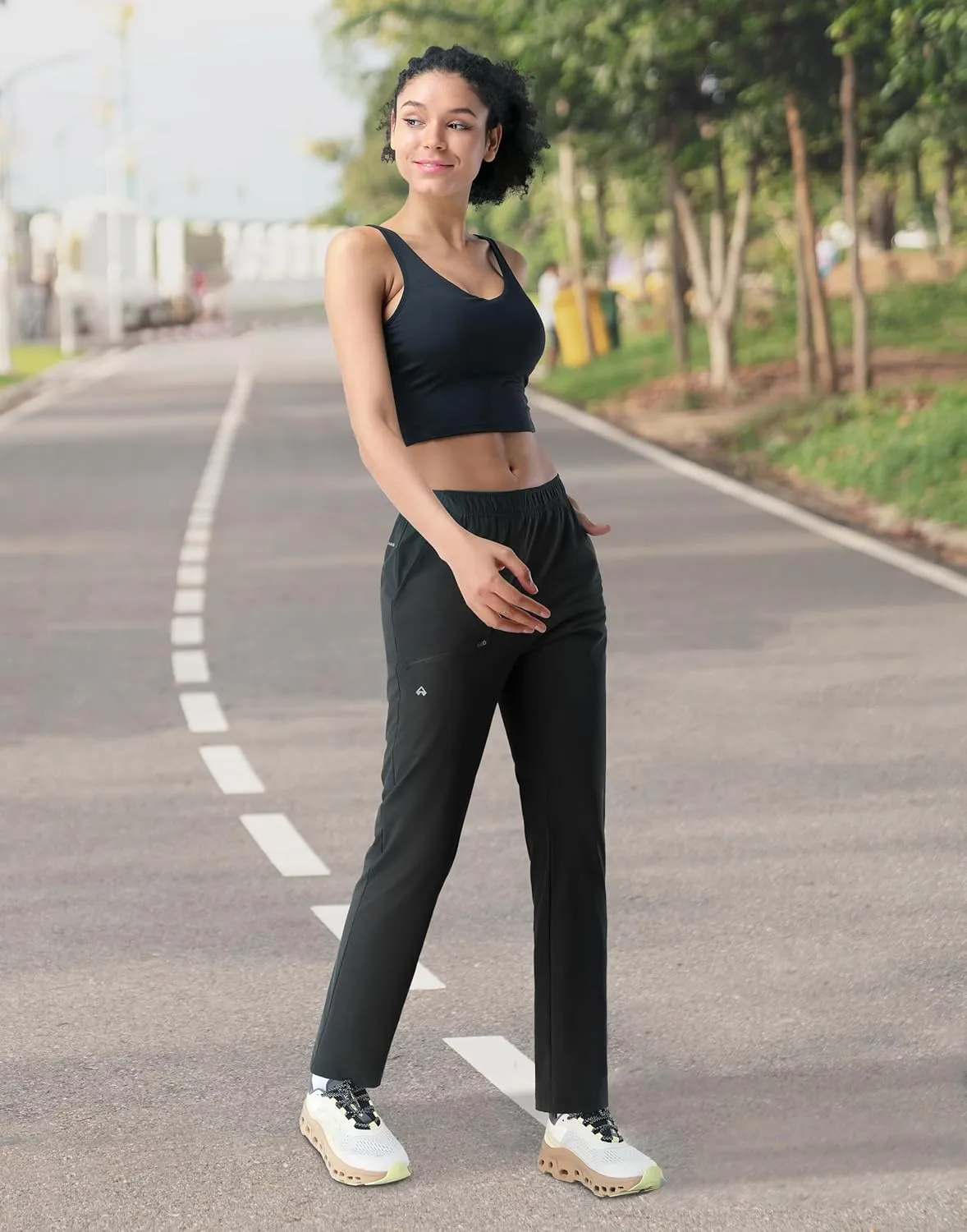Pioneer Camp Women's Hiking Pants UPF 50  Elastic Waist Drawstring Ultra-Stretch Lightweight Outdoor Cargo Pants for Travel