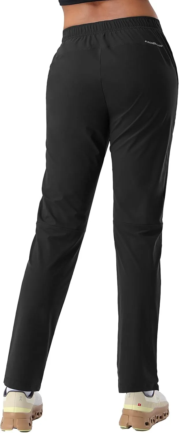 Pioneer Camp Women's Hiking Pants UPF 50  Elastic Waist Drawstring Ultra-Stretch Lightweight Outdoor Cargo Pants for Travel