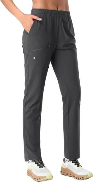 Pioneer Camp Women's Hiking Pants UPF 50  Elastic Waist Drawstring Ultra-Stretch Lightweight Outdoor Cargo Pants for Travel