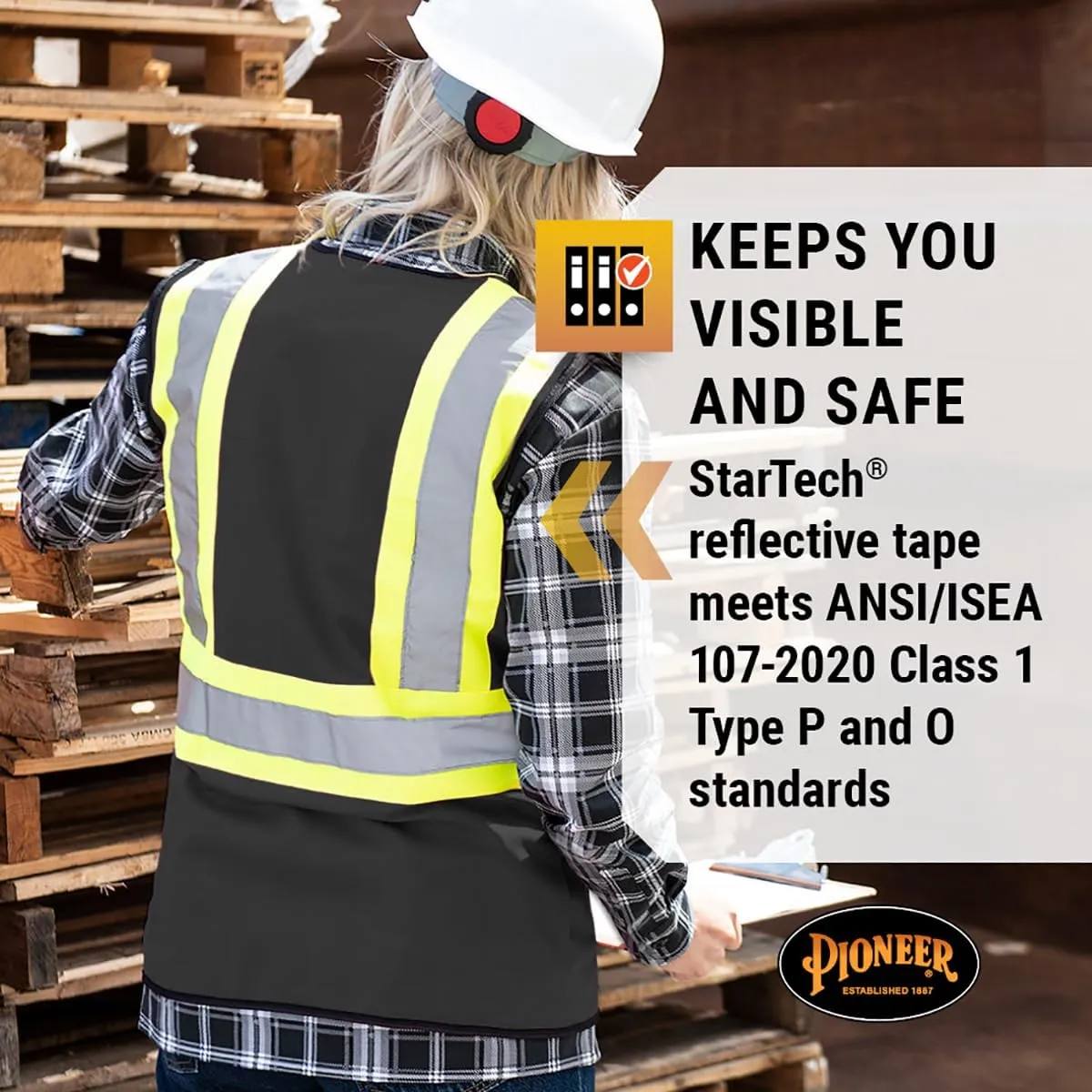 Pioneer Safety Vest for Women With Pockets - Hi-Vis Reflective Tape - For Construction