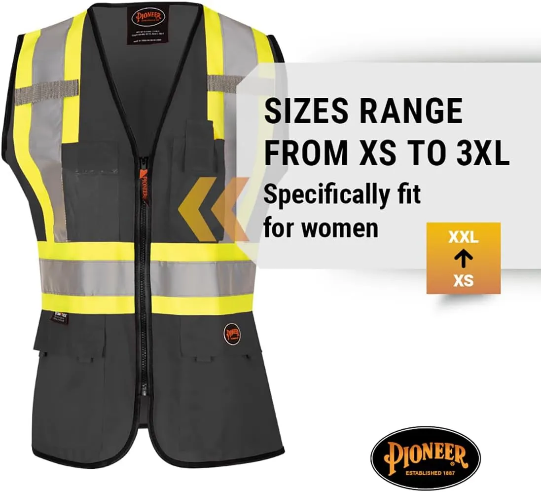 Pioneer Safety Vest for Women With Pockets - Hi-Vis Reflective Tape - For Construction