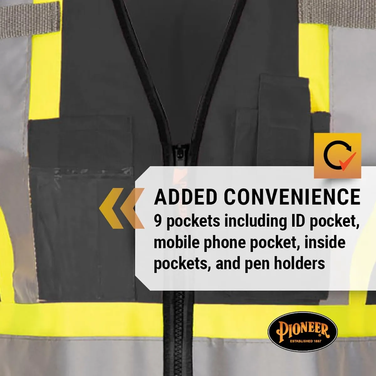 Pioneer Safety Vest for Women With Pockets - Hi-Vis Reflective Tape - For Construction