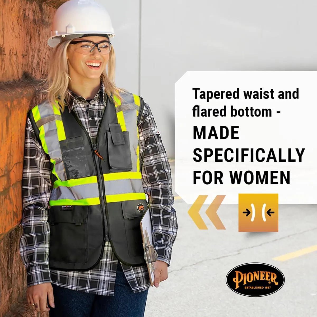 Pioneer Safety Vest for Women With Pockets - Hi-Vis Reflective Tape - For Construction