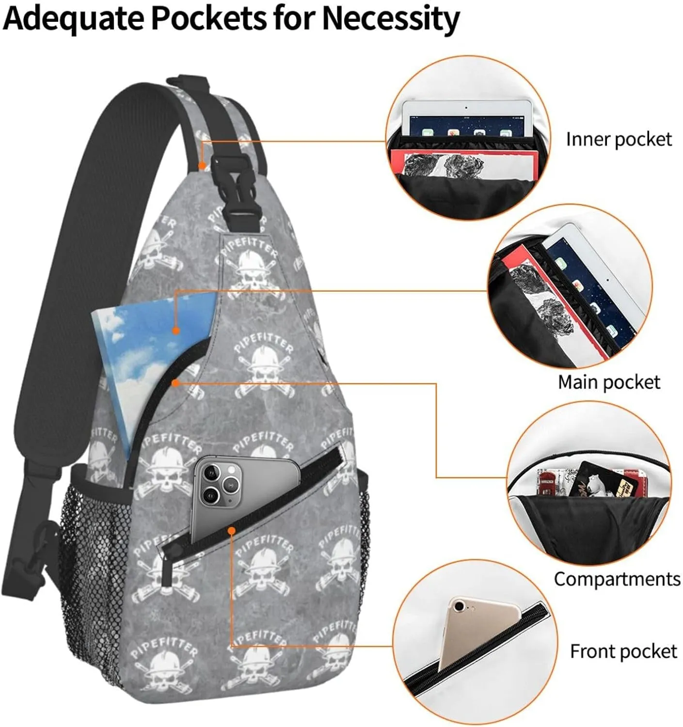 Pipefitters Sling Bag Crossbody Backpack Shoulder Casual Daypack Bag for Men Women