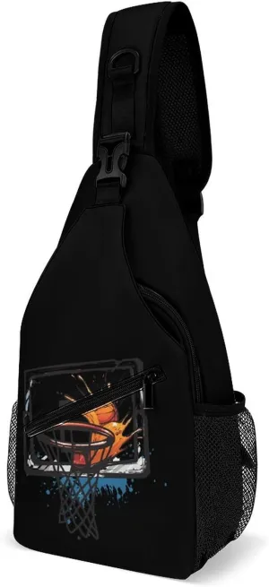 Player Basketball Slam Dunk Sling Bag for Men Women Durable Crossbody Backpack Chest Bag Daypack for Travel Hiking