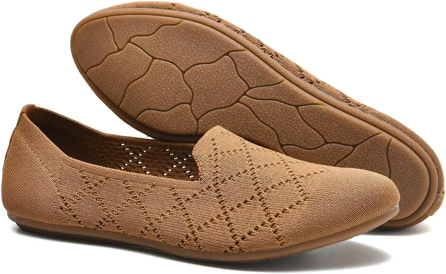 poemlady Women’s Ballet Flat Shoes Dress Shoes Knit Round Toe Slip On Ballerina Walking Flats Shoes for Woman Low Wedge Casual