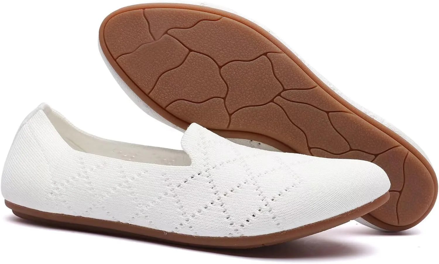 poemlady Women’s Ballet Flat Shoes Dress Shoes Knit Round Toe Slip On Ballerina Walking Flats Shoes for Woman Low Wedge Casual