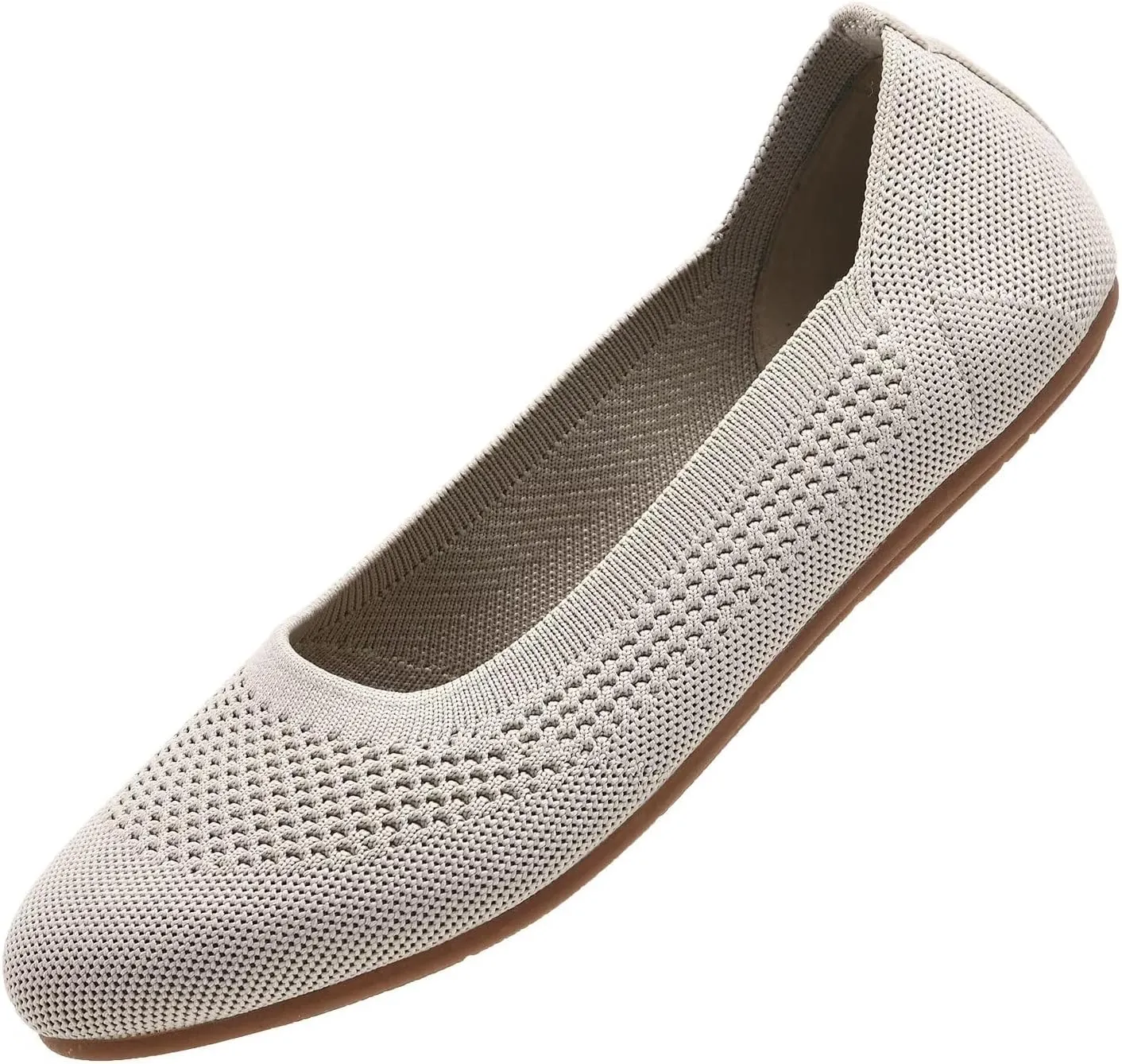 poemlady Women’s Ballet Flat Shoes Dress Shoes Knit Round Toe Slip On Ballerina Walking Flats Shoes for Woman Low Wedge Casual