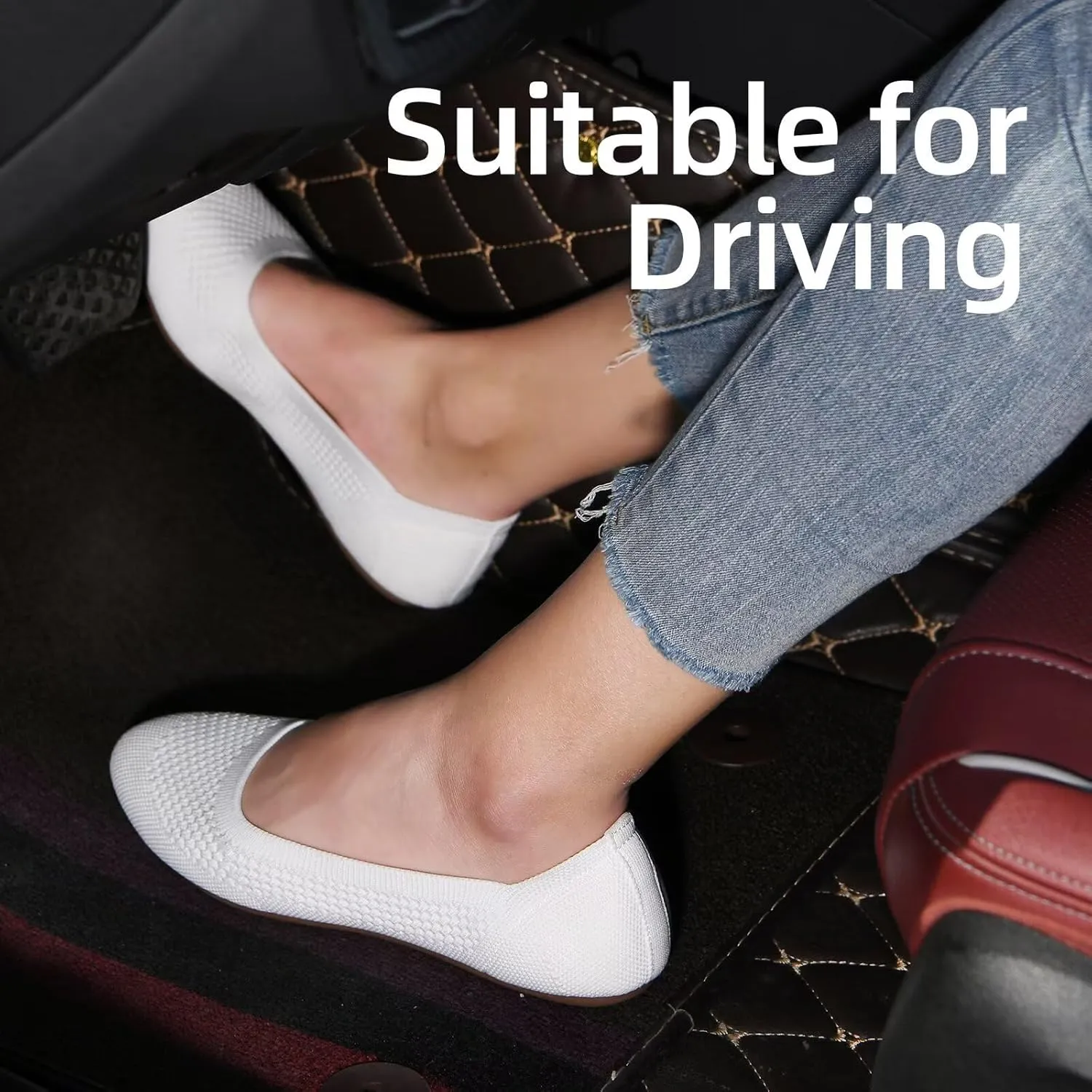 poemlady Women’s Ballet Flat Shoes Dress Shoes Knit Round Toe Slip On Ballerina Walking Flats Shoes for Woman Low Wedge Casual