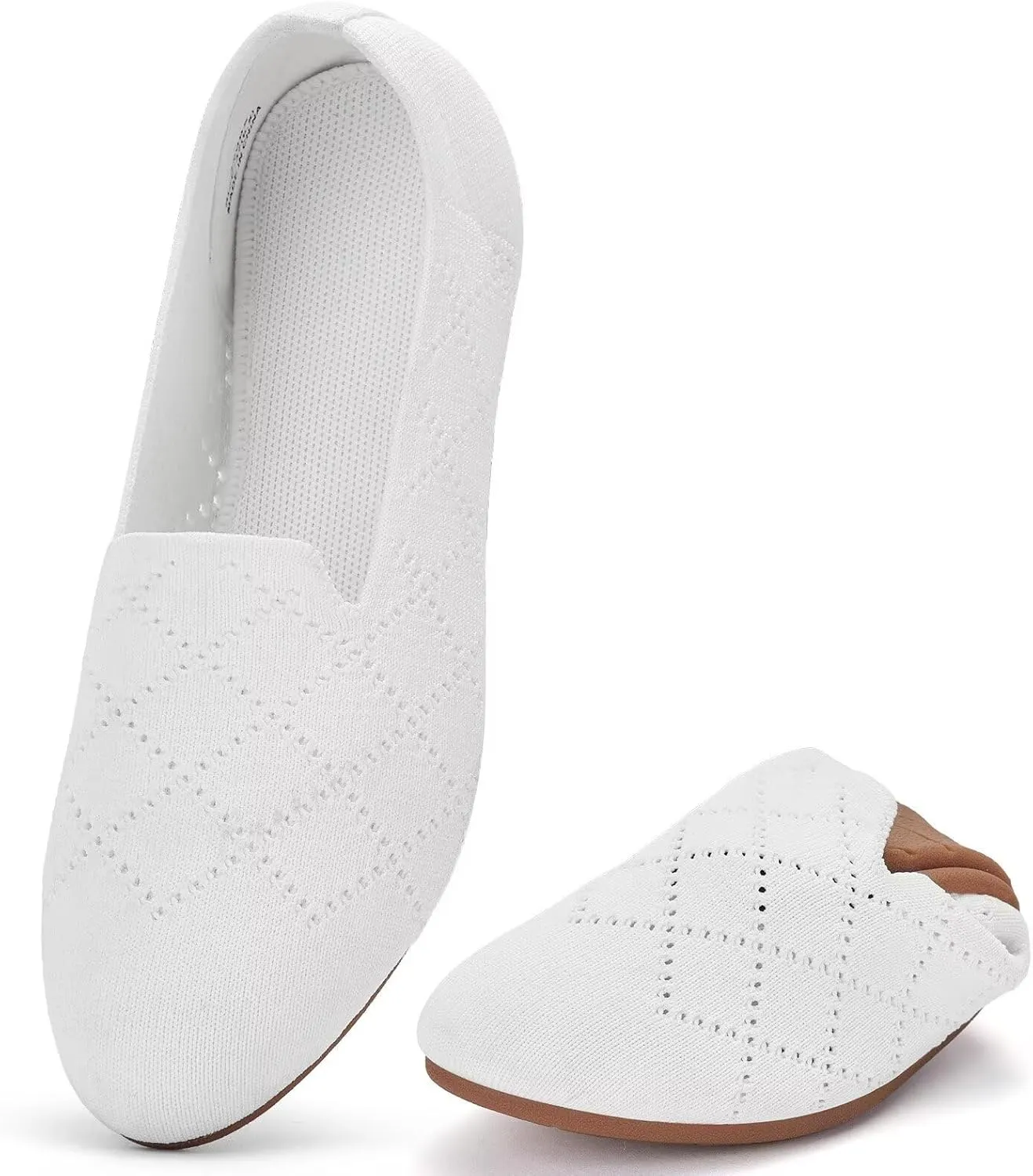 poemlady Women’s Ballet Flat Shoes Dress Shoes Knit Round Toe Slip On Ballerina Walking Flats Shoes for Woman Low Wedge Casual