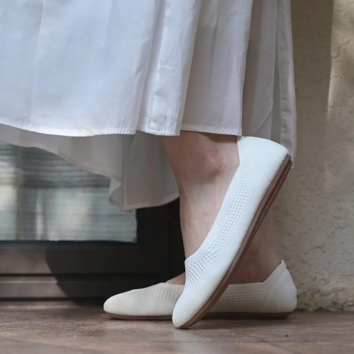 poemlady Women’s Ballet Flat Shoes Dress Shoes Knit Round Toe Slip On Ballerina Walking Flats Shoes for Woman Low Wedge Casual