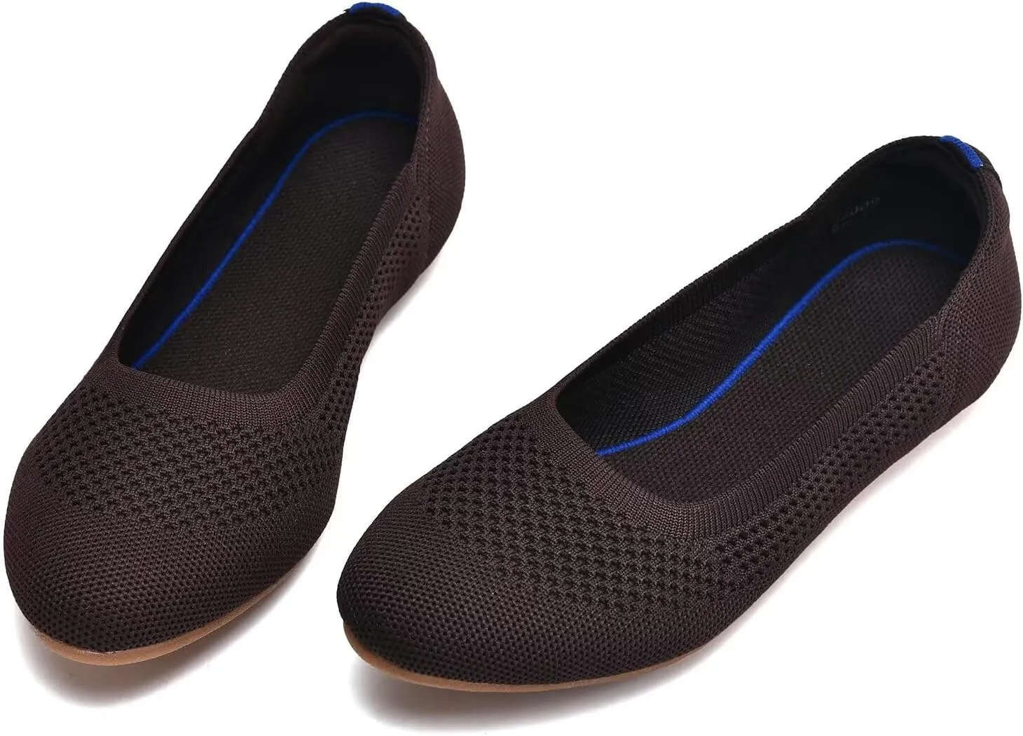 poemlady Women’s Ballet Flat Shoes Dress Shoes Knit Round Toe Slip On Ballerina Walking Flats Shoes for Woman Low Wedge Casual