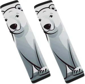 Polar Bear Auto Seat Belt Cover 2PCS Universal Car Seat Belt Shoulder Protector Pad, Protect Your Shoulders and Neck for Car Seat Belt, Shoulder Bag, Backpack