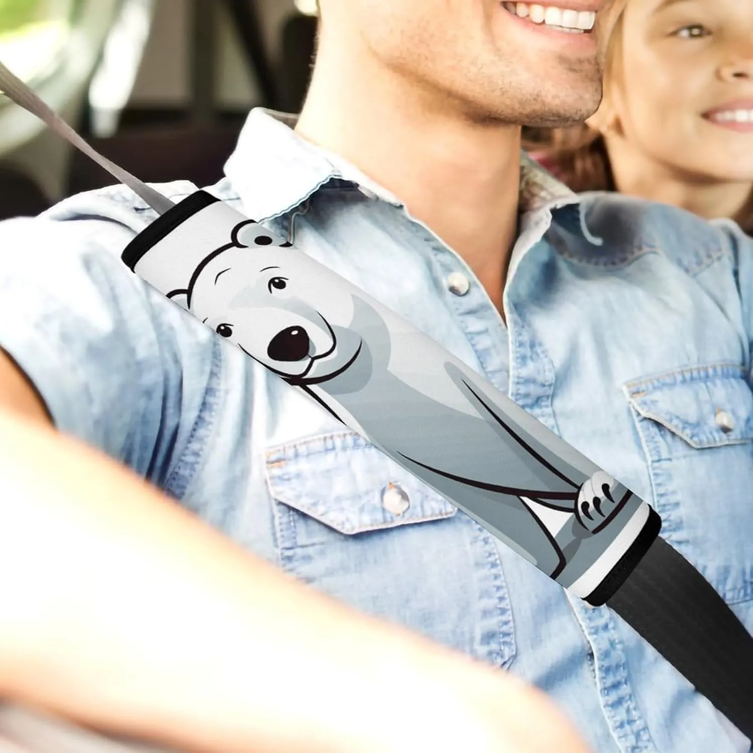 Polar Bear Auto Seat Belt Cover 2PCS Universal Car Seat Belt Shoulder Protector Pad, Protect Your Shoulders and Neck for Car Seat Belt, Shoulder Bag, Backpack
