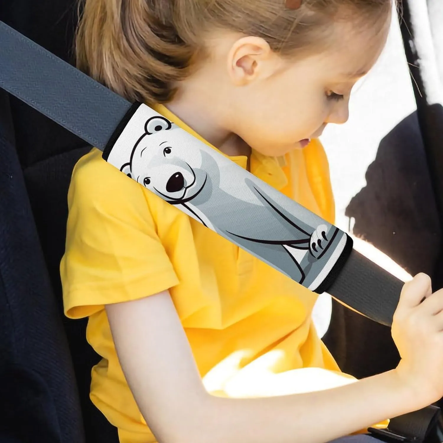 Polar Bear Auto Seat Belt Cover 2PCS Universal Car Seat Belt Shoulder Protector Pad, Protect Your Shoulders and Neck for Car Seat Belt, Shoulder Bag, Backpack
