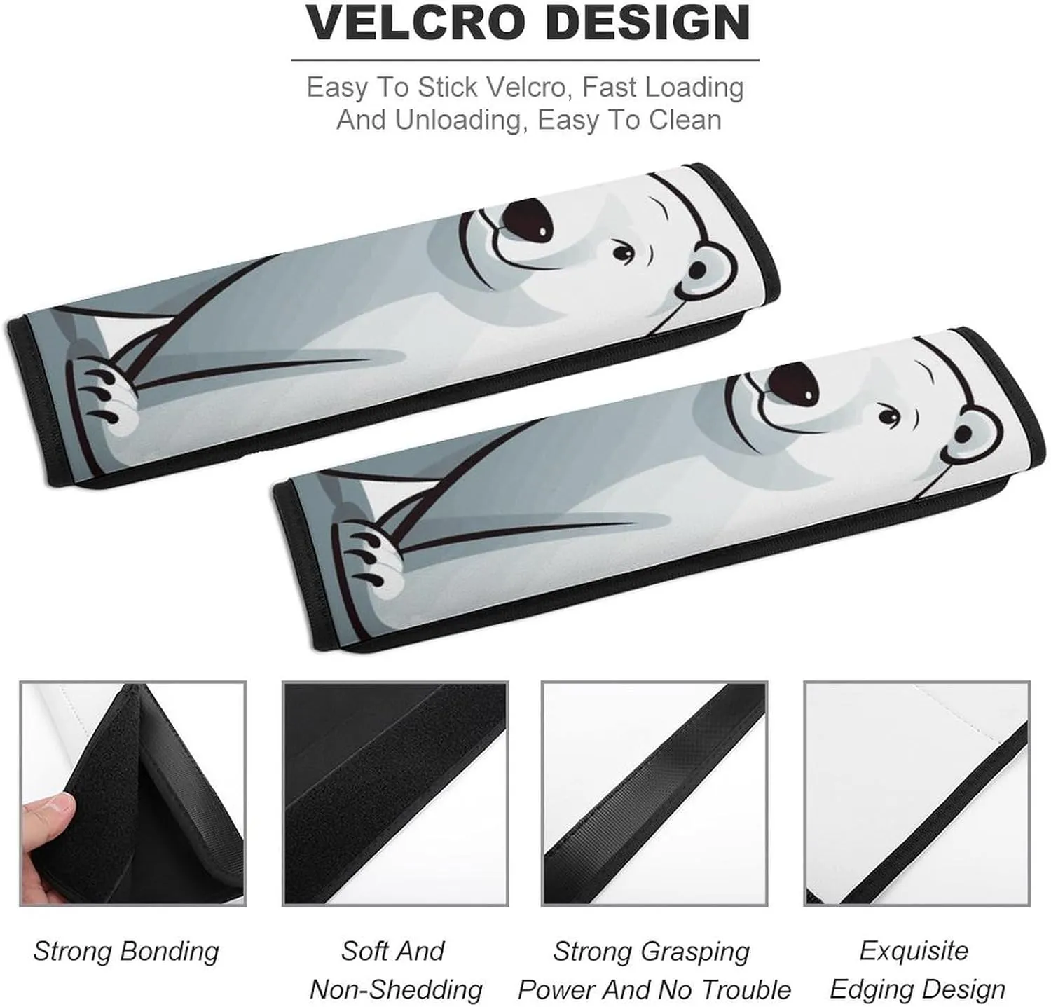 Polar Bear Auto Seat Belt Cover 2PCS Universal Car Seat Belt Shoulder Protector Pad, Protect Your Shoulders and Neck for Car Seat Belt, Shoulder Bag, Backpack