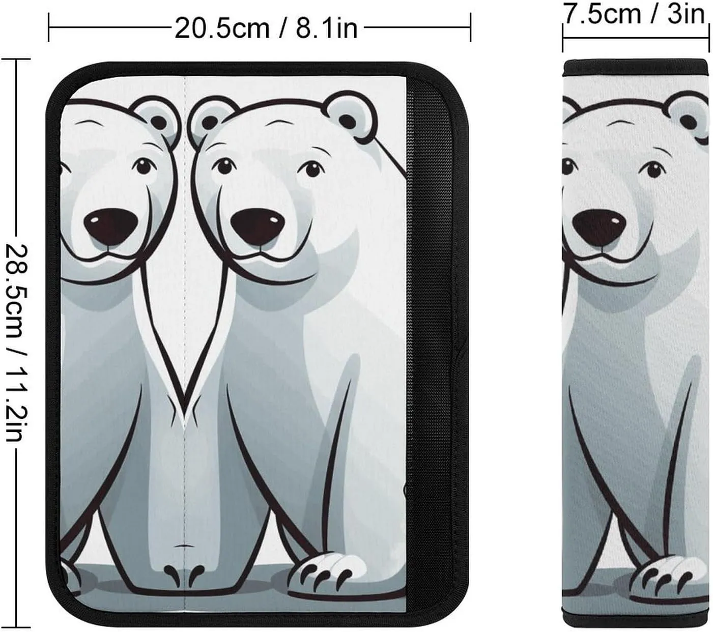 Polar Bear Auto Seat Belt Cover 2PCS Universal Car Seat Belt Shoulder Protector Pad, Protect Your Shoulders and Neck for Car Seat Belt, Shoulder Bag, Backpack