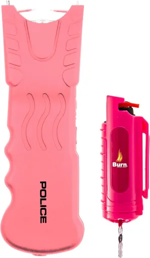 Police Stun Gun Burn Pepper Spray Combo for Self Defense - 916 Pink
