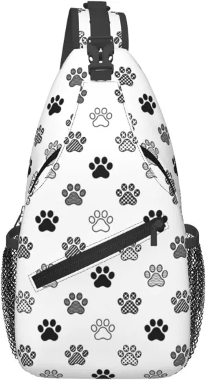 Polka Dot Dog Paw Cat Footprint Cross Chest Bag Diagonally Hiking Crossbody Bag Travel Shoulder Daypack Lightweight Sling Backpack Cycling Daypacks Fitness Chest Backpacks