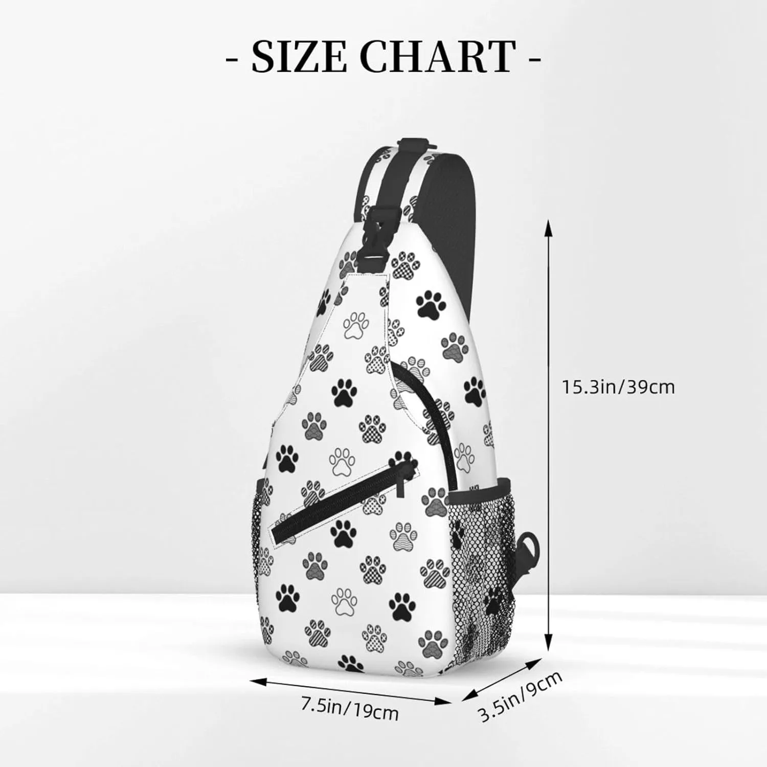Polka Dot Dog Paw Cat Footprint Cross Chest Bag Diagonally Hiking Crossbody Bag Travel Shoulder Daypack Lightweight Sling Backpack Cycling Daypacks Fitness Chest Backpacks