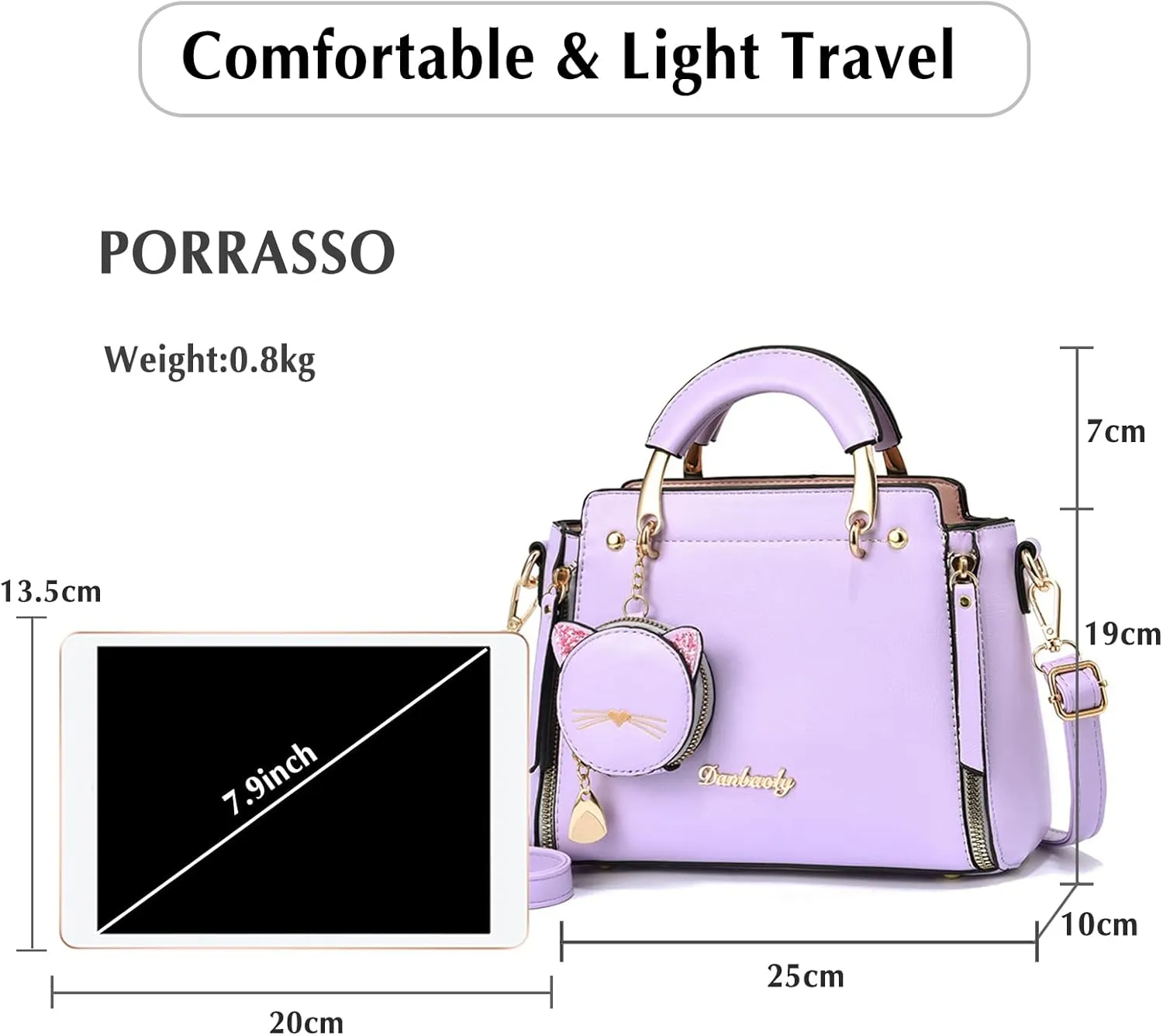PORRASSO Women Handbag Cute Crossbody Bag Girl Top-Handle Bags Ladies Satchel Shoulder Bag
