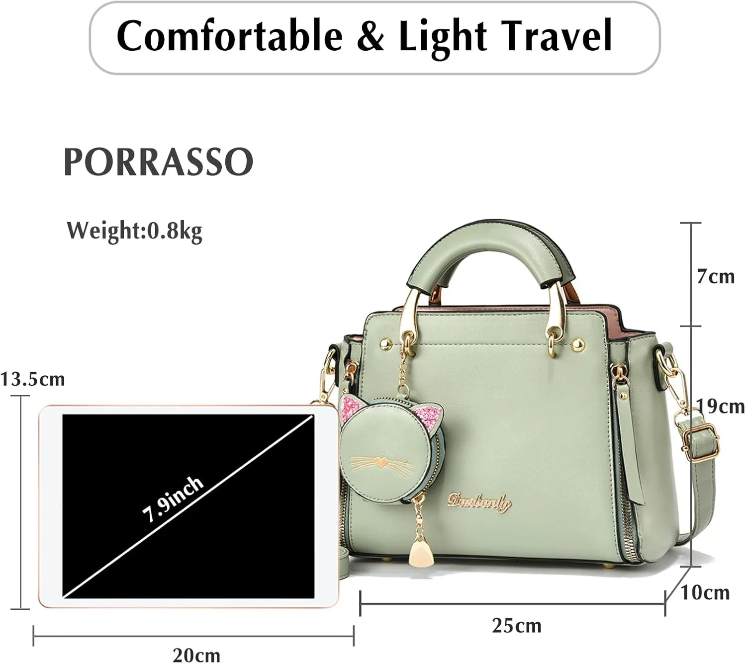PORRASSO Women Handbag Cute Crossbody Bag Girl Top-Handle Bags Ladies Satchel Shoulder Bag