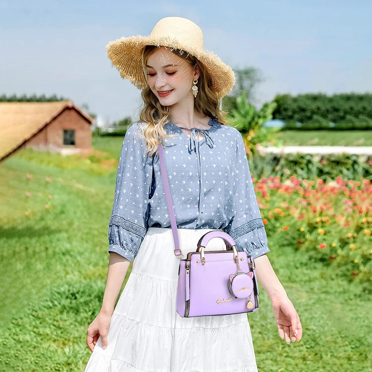 PORRASSO Women Handbag Cute Crossbody Bag Girl Top-Handle Bags Ladies Satchel Shoulder Bag