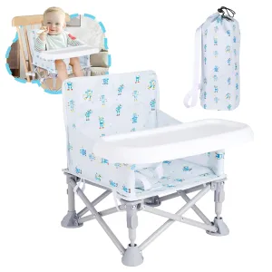 Portable Booster Seat, Toddler Baby Seat with Tray for Dining Table Compact Floor Chair for Camping Lawn Beach Babies Travel 6-36 Months