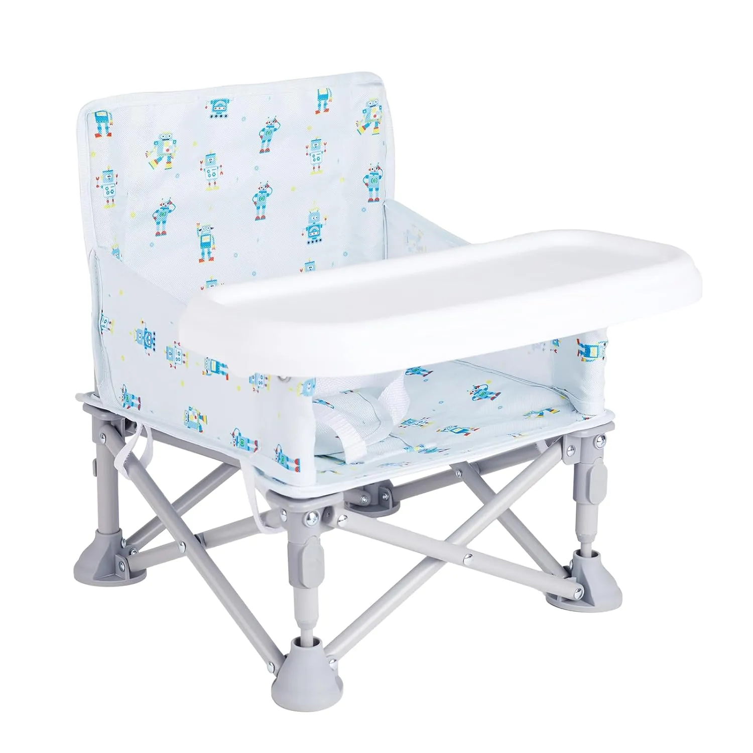 Portable Booster Seat, Toddler Baby Seat with Tray for Dining Table Compact Floor Chair for Camping Lawn Beach Babies Travel 6-36 Months