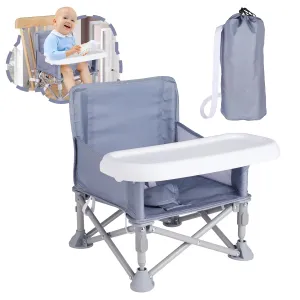 Portable Booster Seat, Toddler Baby Seat with Tray for Dining Table Compact Floor Chair for Camping Lawn Beach Babies Travel 6-36 Months