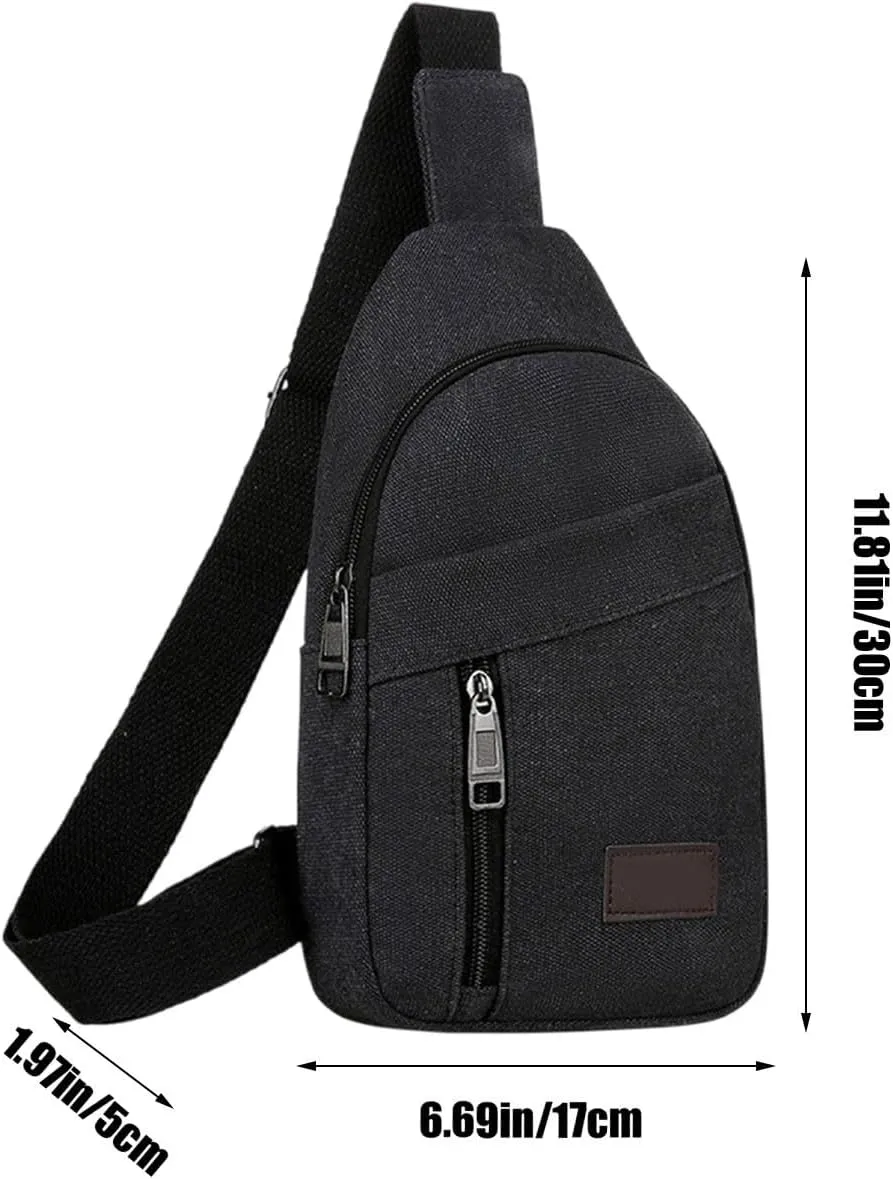 Portable Outdoor Canvas Chest Bag Crossbody Bags for Women, Multipurpose Thickened Zipper Shoulder Bag for Travel Use