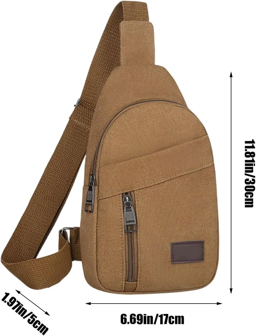 Portable Outdoor Canvas Chest Bag Crossbody Bags for Women, Multipurpose Thickened Zipper Shoulder Bag for Travel Use