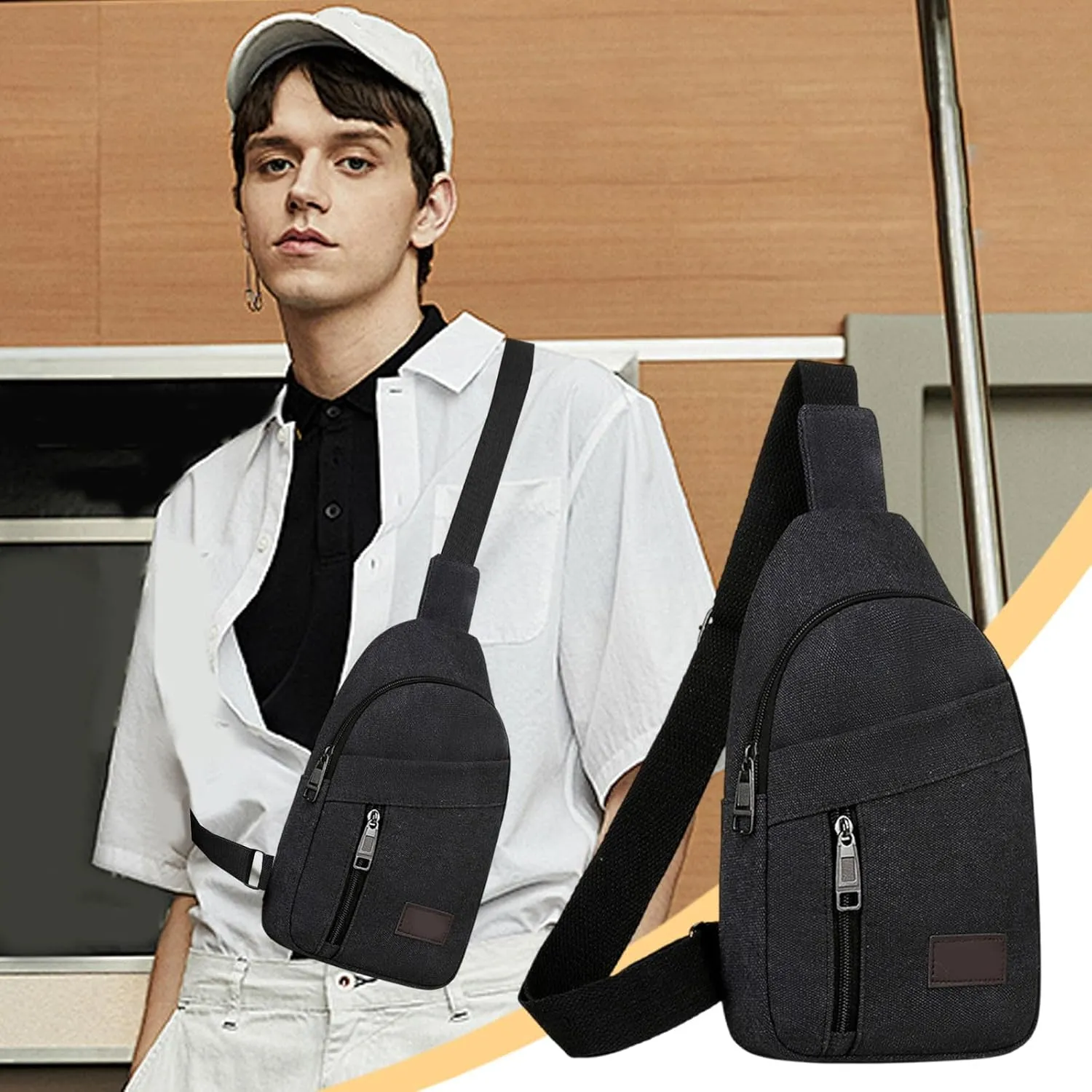Portable Outdoor Canvas Chest Bag Crossbody Bags for Women, Multipurpose Thickened Zipper Shoulder Bag for Travel Use
