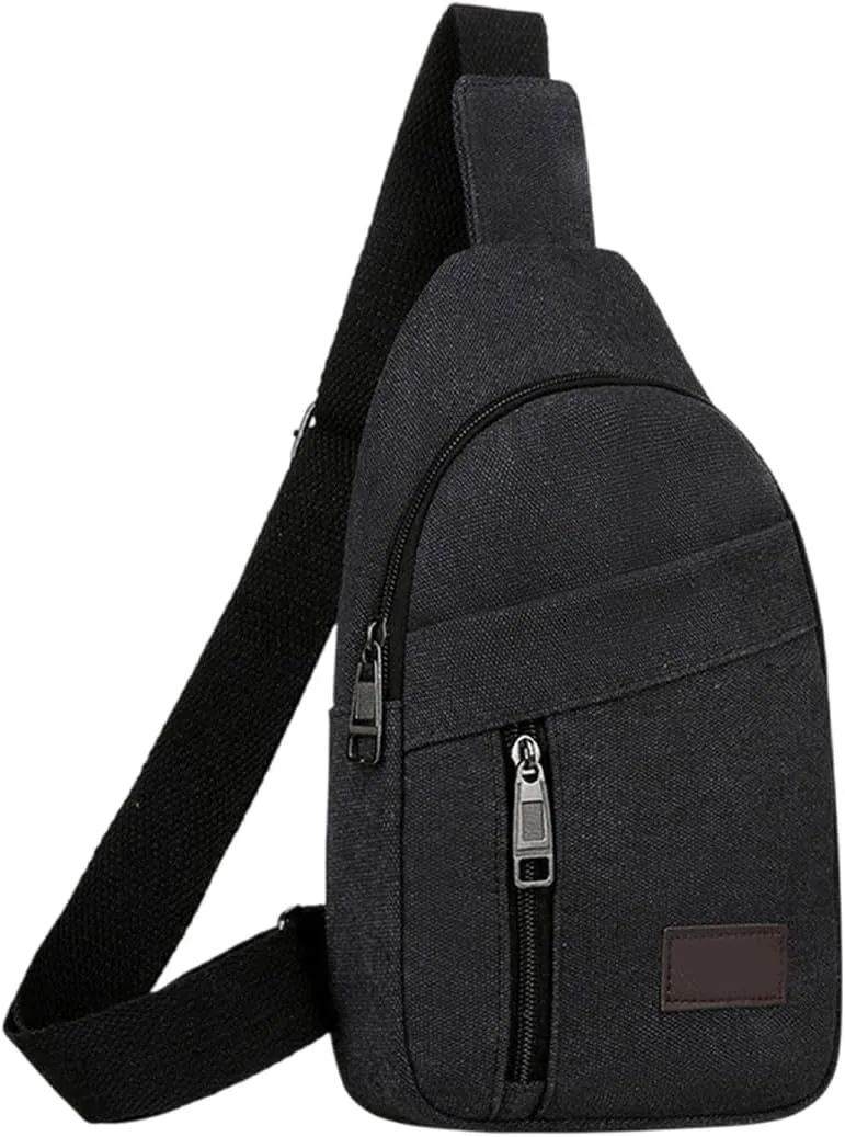Portable Outdoor Canvas Chest Bag Crossbody Bags for Women, Multipurpose Thickened Zipper Shoulder Bag for Travel Use