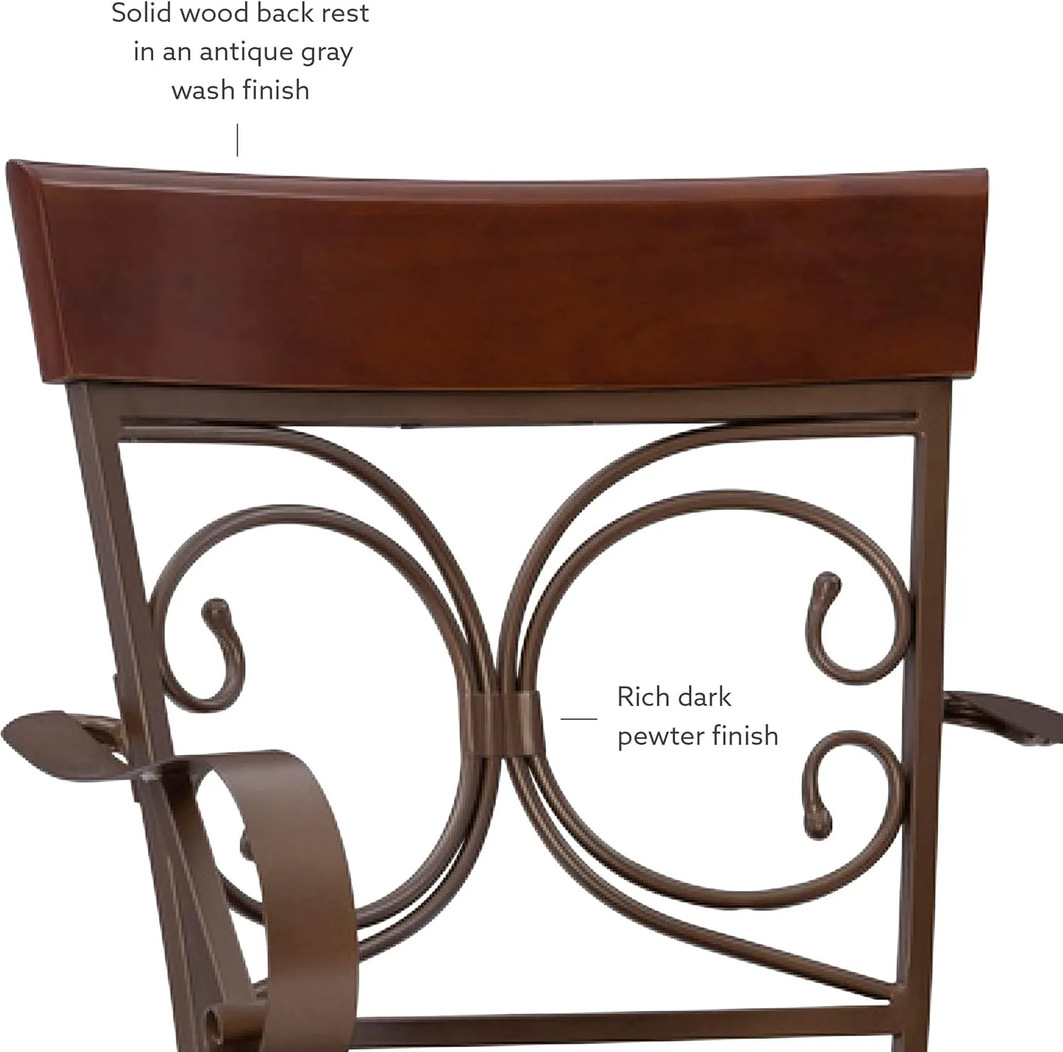 Powell Dayne Big and Tall 24" Counterstool with Arms in Dark Bronze Metal with Dark Brown Faux Leather Padded Seat with 360 Swivel