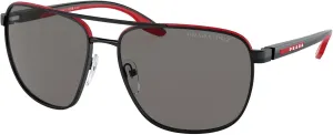 Prada Linea Rossa PS 50YS 19G02G Matte Black/Red Plastic Navigator Sunglasses Grey Polarized Lens